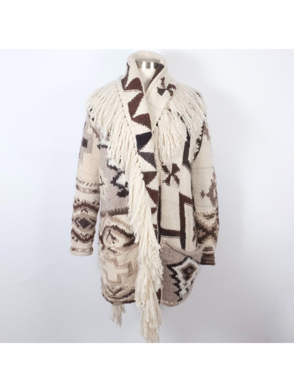 POLO Ralph Lauren Collection sz S cardigan coat Hand Knit Southwestern Fringe